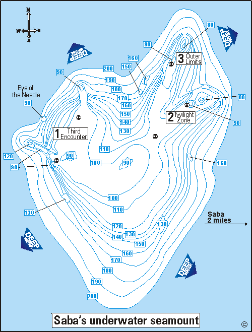 Saba pinnacles dive sites